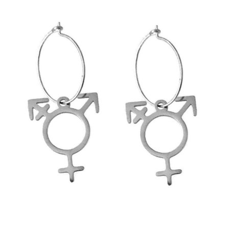 Earrings - Creolers - Transgender Symbol - Stainless steel