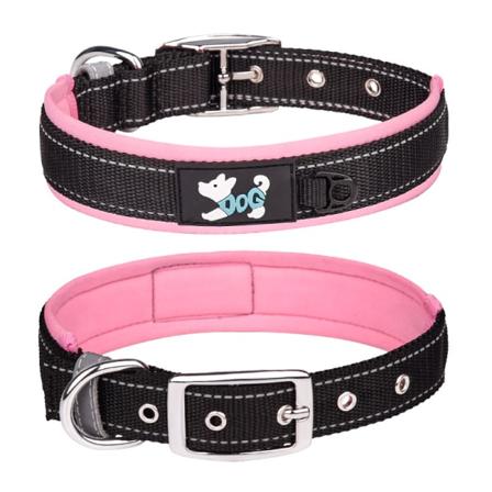 Djurhalsband dyktyg reflekterande nylon till hundhalsband Pink S