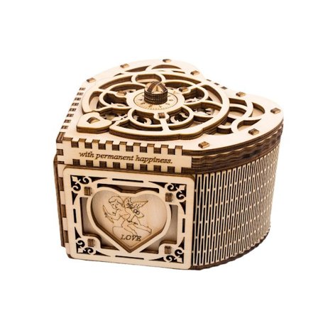 Kärleksformad mekanisk smyckeslåda 3D tredimensionell modell b
