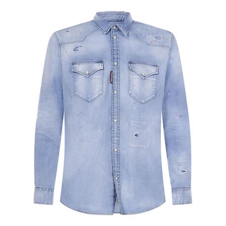 Dsquared2, Shirt Denim Niebieski, Mężczyzna, Rozmiar: XL