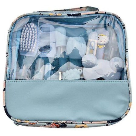 Mentin Baby Care Set | 13-delad babyvårdsprodukter | Baby Care Set Initial Equipment | Nagel- och näsvård med väska med handväska (blå)