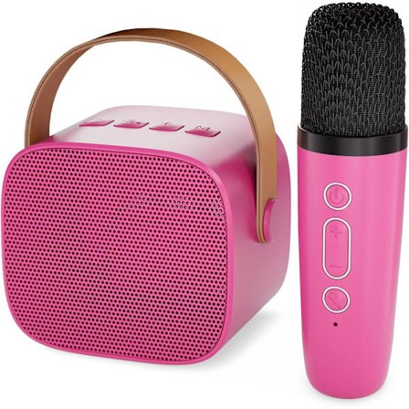 Karaoke-maskine til børn med 2 trådløse mikrofoner, bærbar Bluetooth-højttaler, gavelegetøj til pigers og drenges fødselsdag