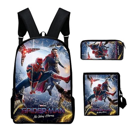 Spiderman Primary And Secondary School Theme School Bag 3-piece Set Computer Bag Messenger Bag Pencil Case