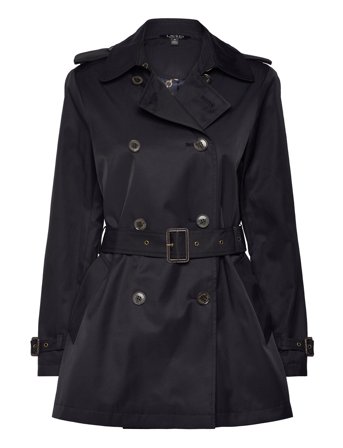 Lauren Ralph Lauren Double-Breasted Cotton-Blend Trench Coat - Navy - L