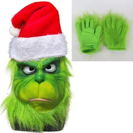 Julmask och handskar Kostym Geek Stole Halloween Cosplay Grinch och handske