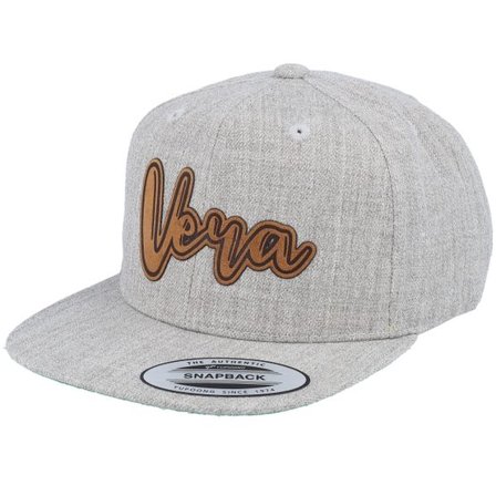 Kiddo Cap - Grå snapback Keps - Kids Vera Engraved Patch Heather Grey Snapback @ Hatstore
