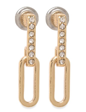 Pilgrim Elise Oval Link Crystal Earrings Gold-Plated - Gold - ONE SIZE