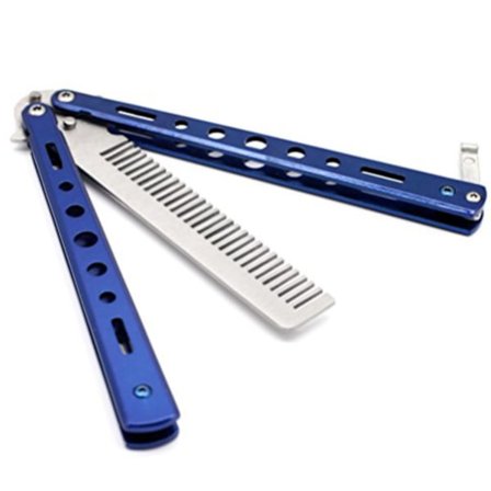 Kam fällbar / Butterfly i rostfritt stål - 5 färger - Blå