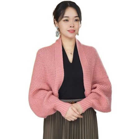 Strikket sjal efterår vinter tørklæde LYS PINK