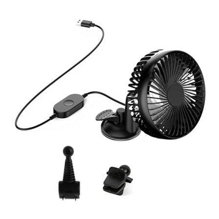 Universal 5V 360 graders rotation USB bilventilator Stor vind tre hastighedskontrol USB bilventilator med sugekop