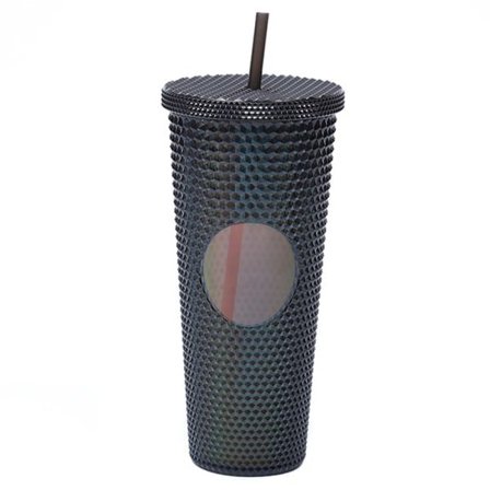 IC 710ml Genanvendelig Plastikkop med Låg og Sugerør, Gennemsigtig Kop