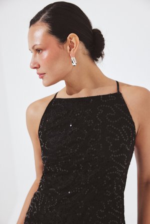 NA-KD Open Back Lace Top - Festtoppe - Sort - S