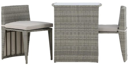 Venture Home Savanna 2037-004 Caféset bord, stolar, grått, Utemöbler