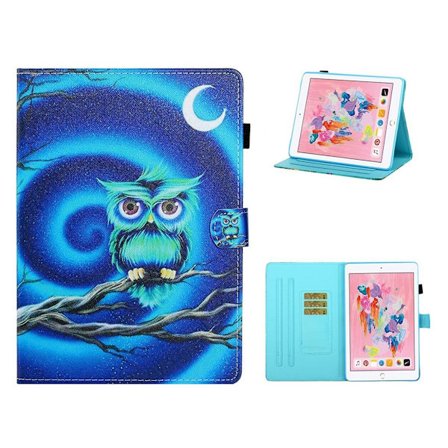 iPad 10.2 (2019) stilig mønstret skinn flip etui - blå Owl