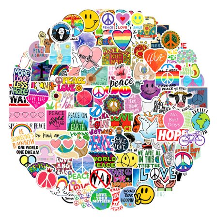 100-pack klistermärken med kärlek och fred-tema