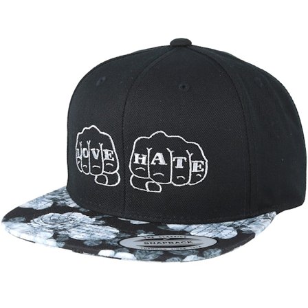 Tattoo Collective - Černá snapback Kšiltovka - Love And Hate Black/Grey Rose Snapback @ Hatstore