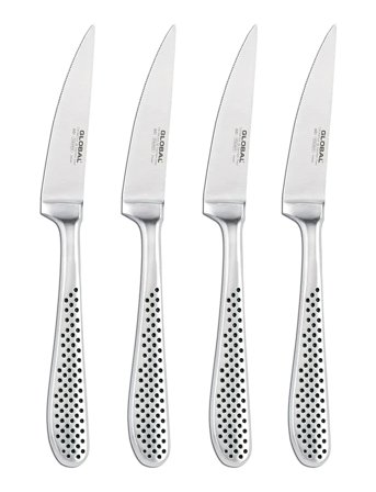 GLOBAL Stekkniv Smedet 4-Dele Sæt - Silver - 28.6 CM