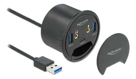 Delock In-Desk Hub - hub - 3 porter