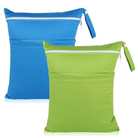 Vandtæt Våd/Tør Taske - Dobbelte Lynlåslommer til Badetøj, Bleer & Træningstøj | Genanvendelig & Vaskbar (2-pak)