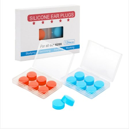 Formbara Brusreducerande Öronproppar - Blå & Orange, 12 Stycken, Återanvändbar Silikon