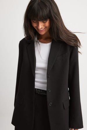 NA-KD Oversize-Blazer mit drei Knöpfen - Business Outfit - Schwarz - EU 34