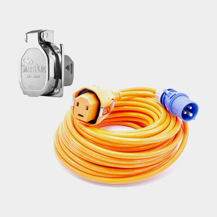 Landströmspaket SmartPlug, landströmskabel, 230 V, 16 A, från CEE till SmartPlug, 12 meter + landströmsintag i rostfritt stål