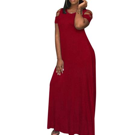 5xl Plus Size Dam Hollow Out Kortärmad Klänning Lös Casual