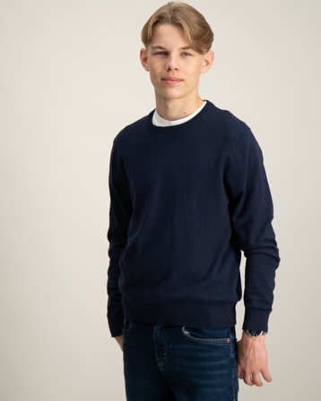 Grunt GRCarl Crew Knit Blå Tröjor Kille - Kids Brand Store
