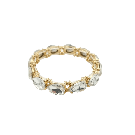 Complement Elastiskt Armband Med Ovala Stenar Dam Vit