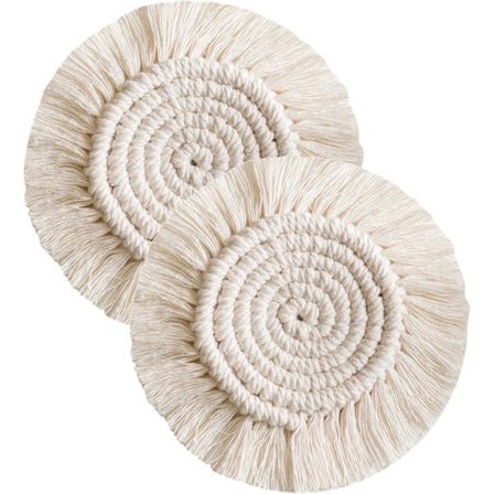 Bohemsk stil Pompom 2-delt bomullsunderlag for kaffekopp