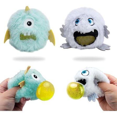 Monster Fidget Legetøj, Plys Sensorisk Squishy Bold med Overraskelse Indeni til Stresslindring, Beroligende Fokusværktøjer til Børn og Voksne med