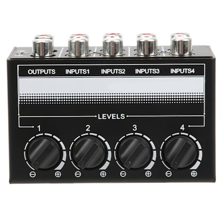 Stereo Mixer Mini Passiv Audio Signal 4-kanals Hub för Utomhus Sång Effekt Utrustning