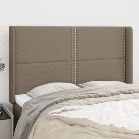 Vidaxl Huvudgavel Med Kanter Taupe 147x16x118/128 Cm Tyg Taupe
