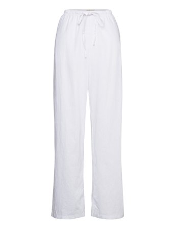 Gina Tricot Linen Blend Trousers - White - L