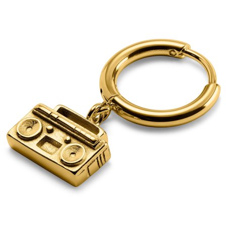 Jaygee | Gold-tone Radio Drop Hoop Earring for Men - Charm Hoop Earrings