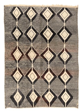 Berber Moroccan - Beni Ourain Matto Moderni Musta/Beige Isot (Villa, Marokko)