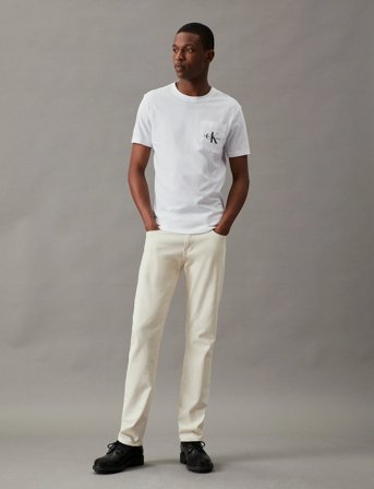 Calvin Klein Jeans Core Monologo Pocket Slim Tee - White - XXL
