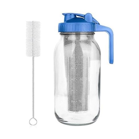 Kaffe Cold Brew-brygger, 1,9 liter Mason Jar-kanne med bred åpning og filter
