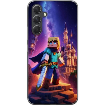 Yhteensopiva Puhelinkuori Samsung Galaxy S24 Block-sankari, jolla on miekka edessä taikalinnaa vasten, yöllisessä fantasiaympäristössä, eeppinen seikk