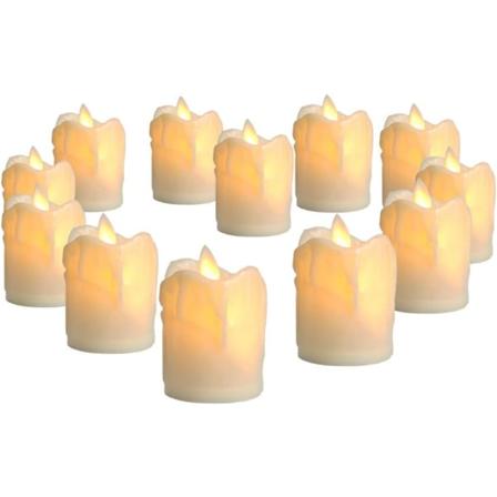 3-pak LED-lys uten flamme - Fjernkontrolltelys for dekor, hvitt 12s