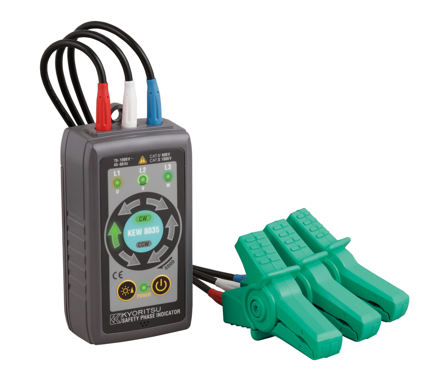 Kyoritsu K8035 Fasefølgertester med 3 klemmer, Måleinstrumenter