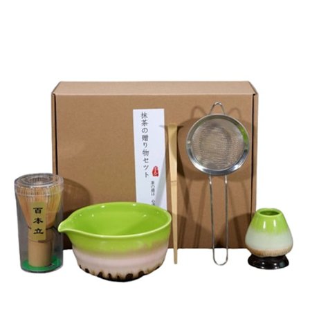 5-delars Keramisk Matcha Te Set, Skål, Visphållare & Visp, Flerfärgat Japanskt Te-ceremoni Set