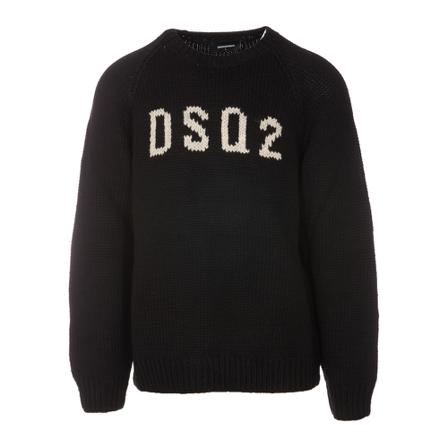 Dsquared2, Round-neck Knitwear Zwart, Heren, Maat:L