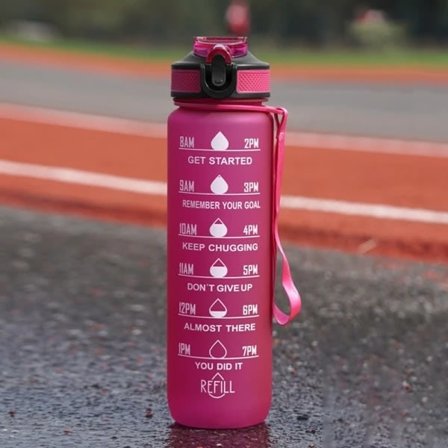 Vattenflaska Sport Drickkopp Plast Vattenkopp 1000ML - i lager Röd