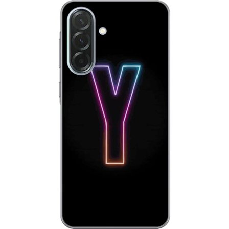 Kompatibelt Mobildeksel til Samsung Samsung Galaxy A36 Minimalistisk neonbokstav Y i fargeskiftende lys mot svart bakgrunn