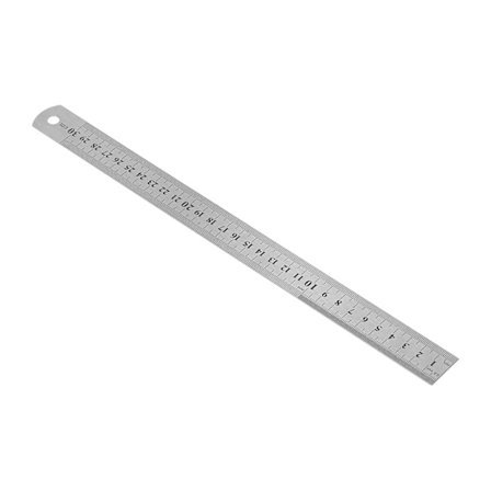 30 cm linjal, metalllinjal, rustfri stållinjal, med 2 dimensjonale linjaler for tegning