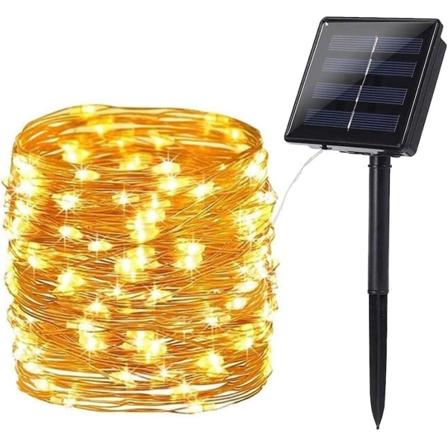 Aurinkoenergialla toimiva ulkoketju, 22m 200 LED ulkoketju vedenkestävä kuparilanka aurinkoketju 8 tilaa koristeluun jouluun, puutarhaan, parvekkeelle