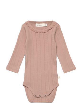 Nbfsafran Ls Slim Body Ju2 Lil Bodies Long-sleeved Rosa Lil'Atelier