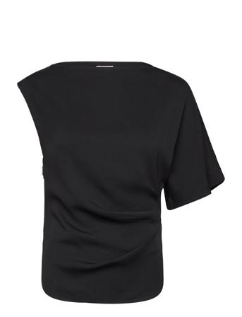 Stretch Crepe Draped Top Black Calvin Klein