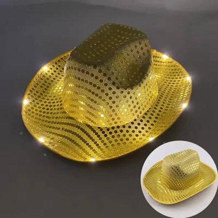 Blinkende LED Lys Cowboy Cowgirl Hat Blinkende Kasket Glødende Hat Karneval Mænd Kvinder Polterabend Bryllup Brudeartikler (HK)